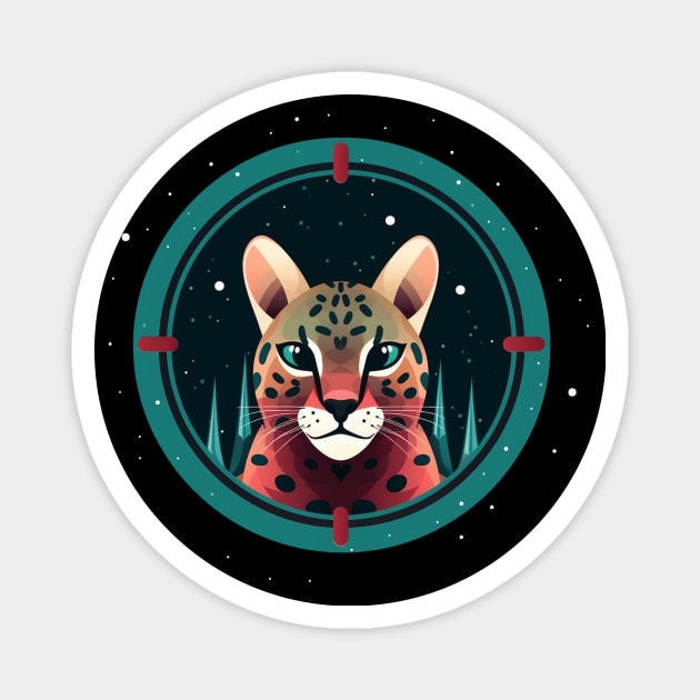 Ocelot in Ornament, Love Cats Magnet by logiamerch